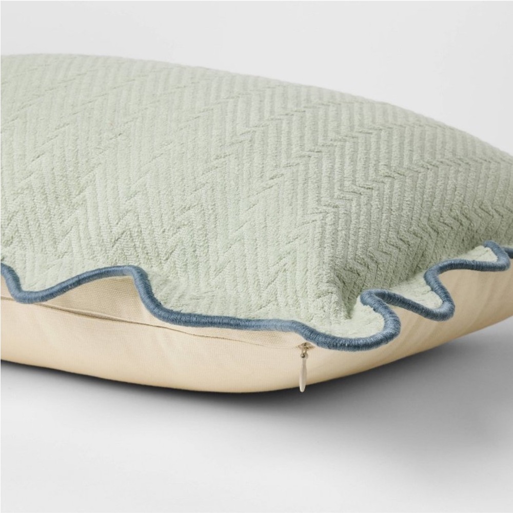 STUDIO MCGEE NWT Lumbar Textured Easter Herring Bone Pillow Green Mirage - Picture 4 of 8